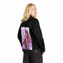 raptortowerlight patch on female og denim jacket in raven
