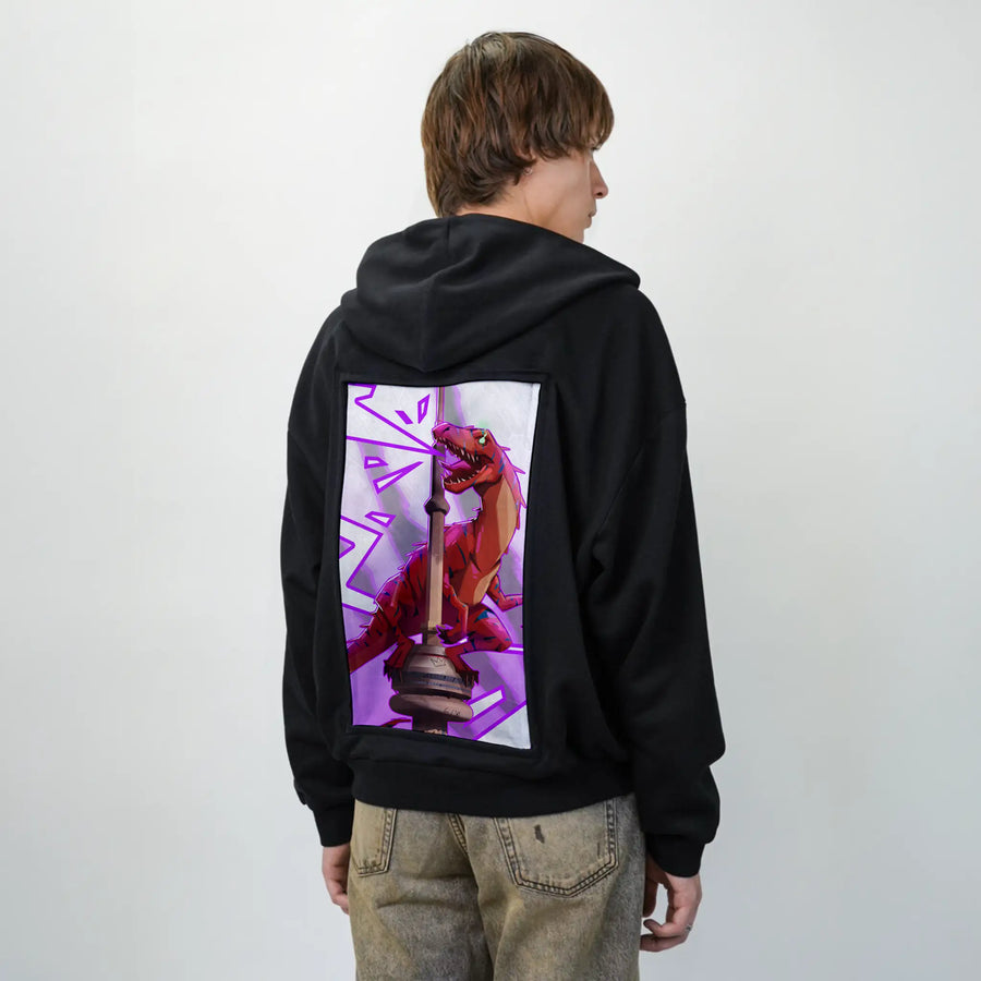 raptortowerlight patch on male essential zip hoodie in after hours