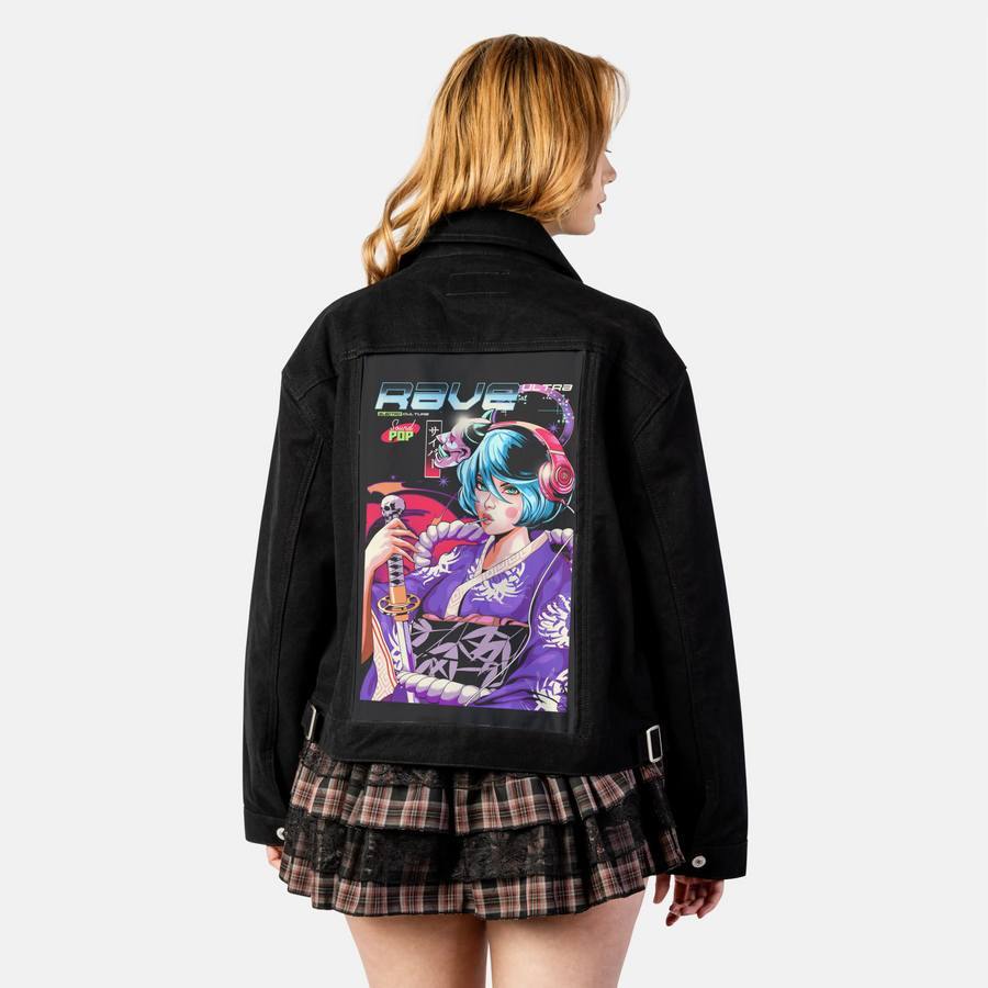 ravepopgeisha patch on female atelier canvas jacket in nightfall