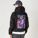 ravepopgeisha patch on male retro cord hoodie in onyx
