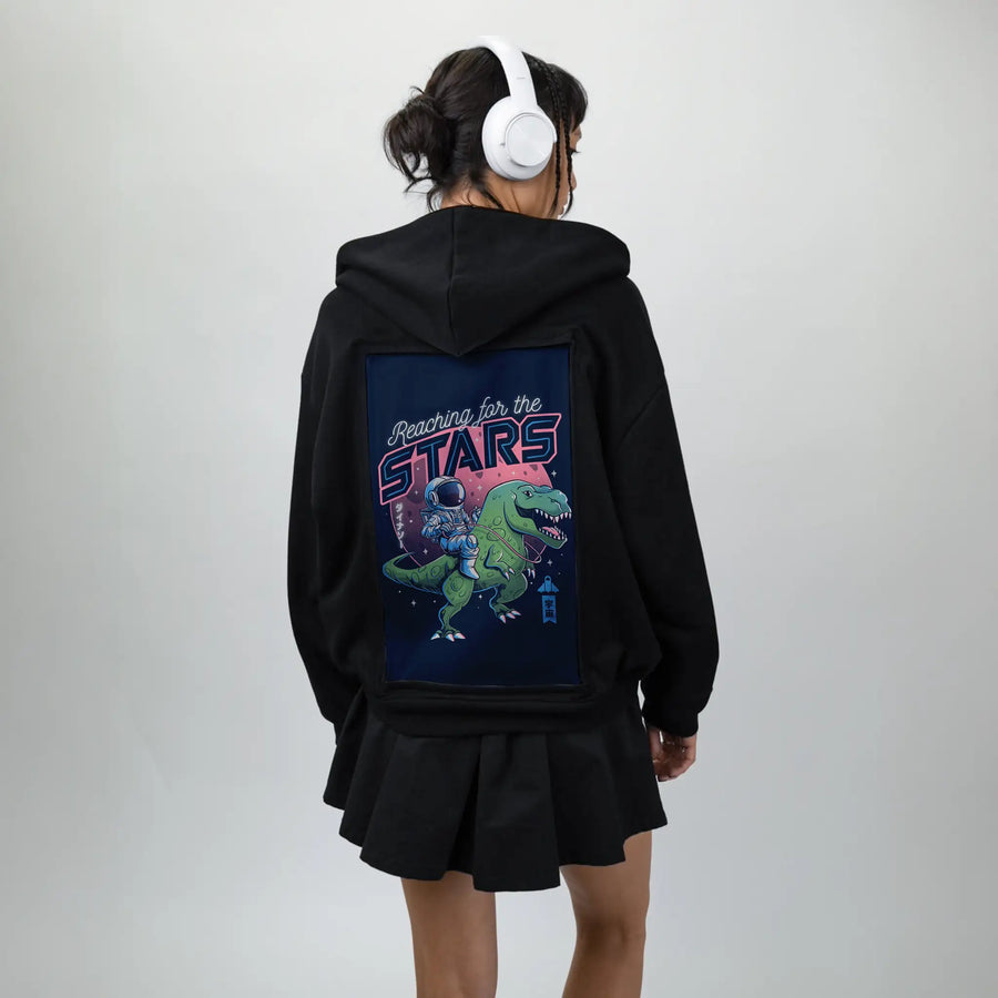 reachingforthestars patch on female essential zip hoodie in after hours
