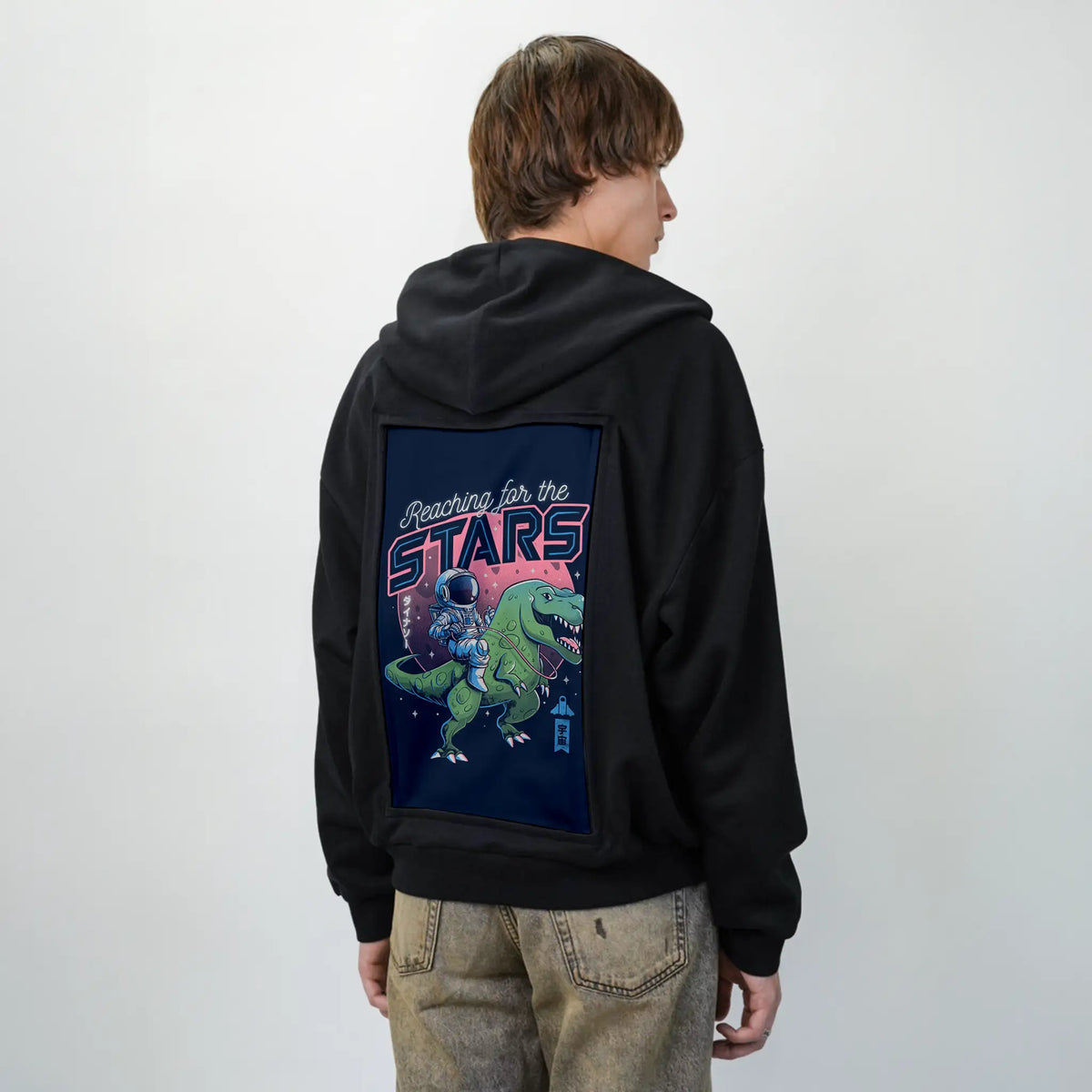 reachingforthestars patch on male essential zip hoodie in after hours