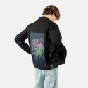reachingforthestars patch on male og denim jacket in raven