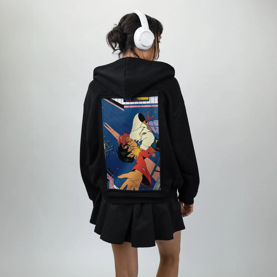 realconnection patch on female essential zip hoodie in after hours
