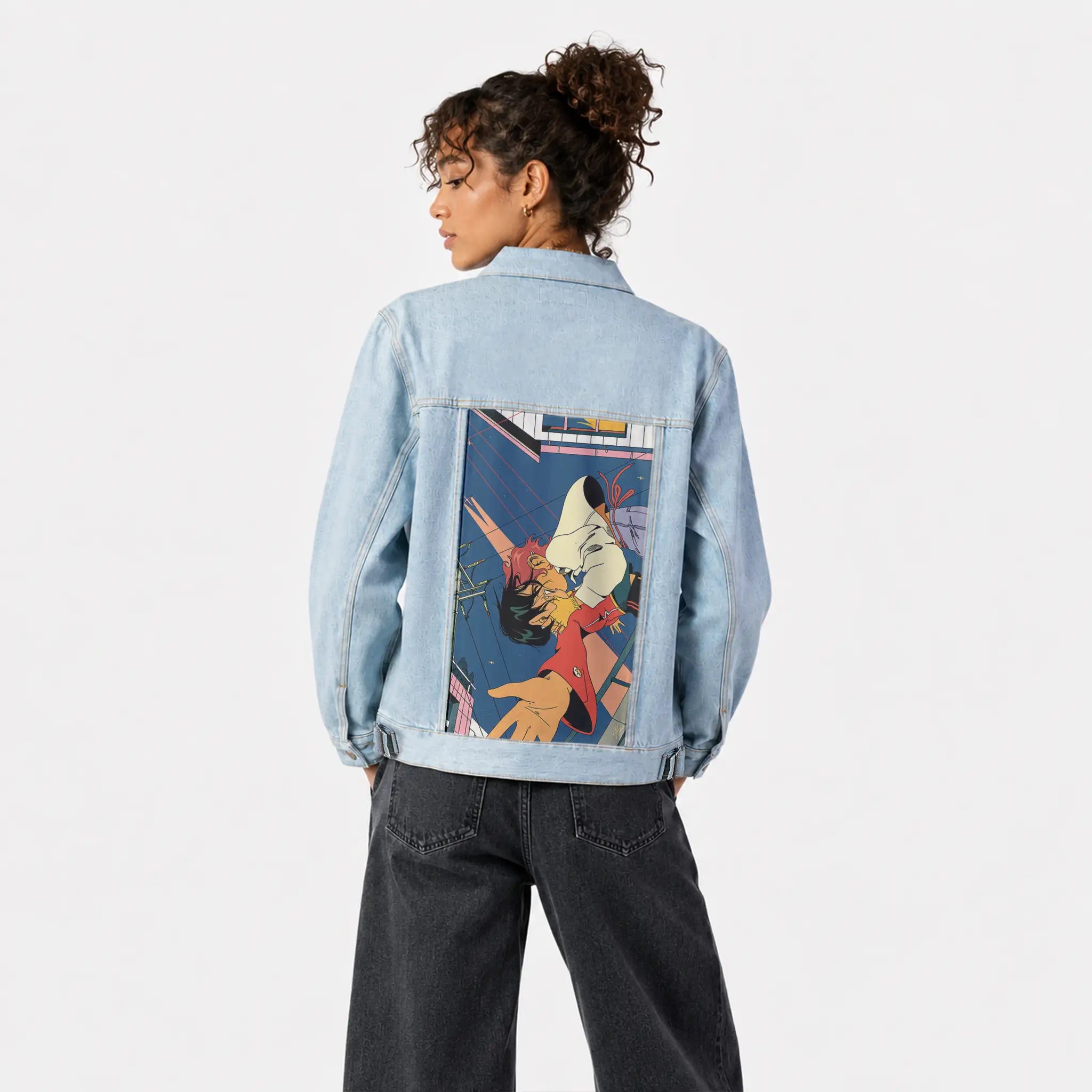 realconnection patch on female og denim jacket in oceanside