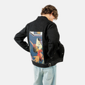 realconnection patch on male og denim jacket in raven