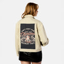 recruityourdemons patch on female atelier canvas jacket in tan