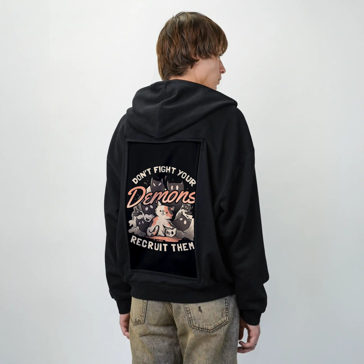 recruityourdemons patch on male essential zip hoodie in after hours