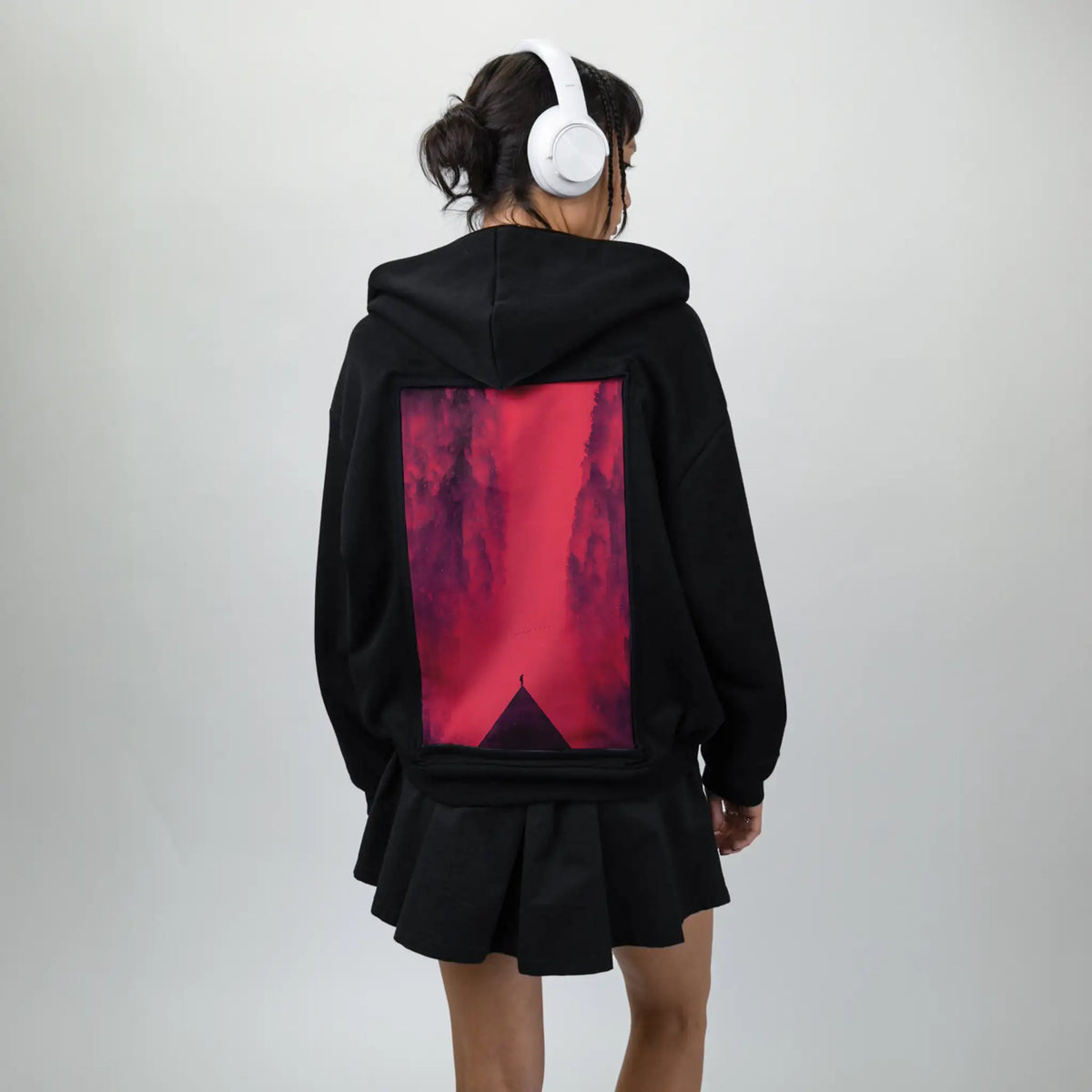 reddream patch on female essential zip hoodie in after hours