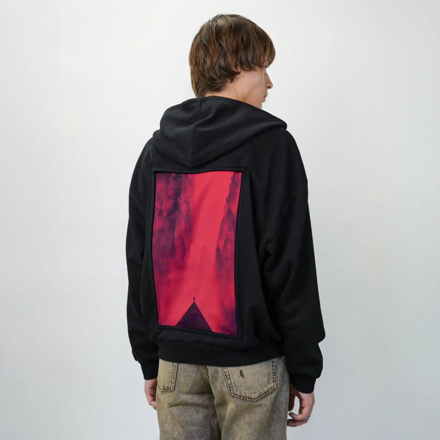 reddream patch on male essential zip hoodie in after hours