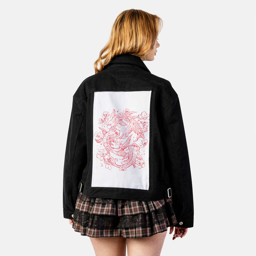 redkoi patch on female atelier canvas jacket in nightfall