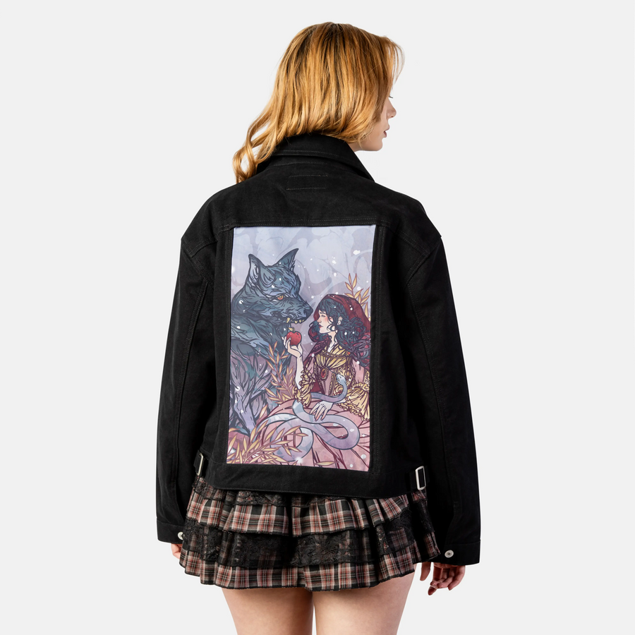 redridinghood patch on female atelier canvas jacket in nightfall