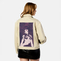regret patch on female atelier canvas jacket in tan