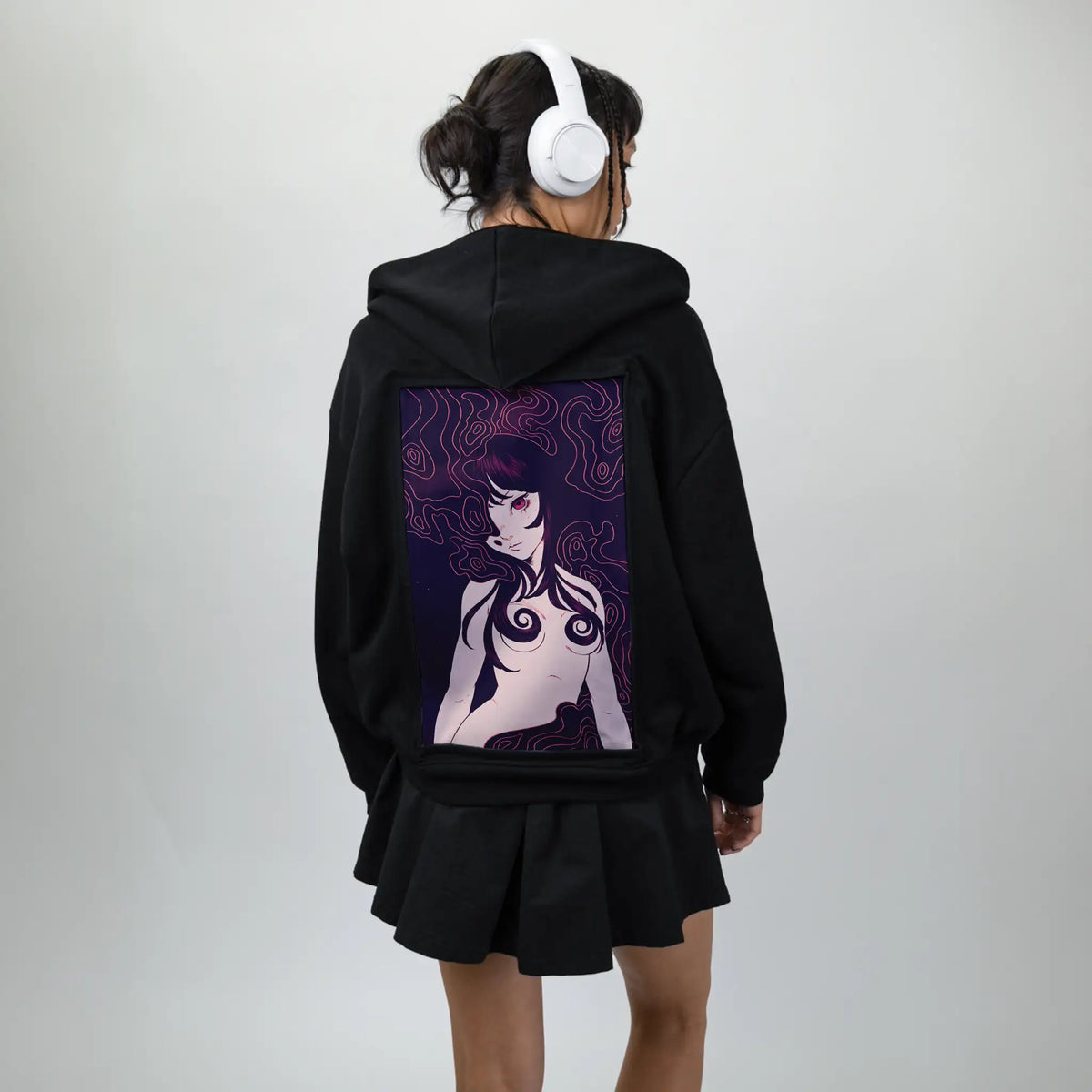 regret patch on female essential zip hoodie in after hours