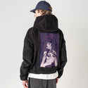 regret patch on male retro cord hoodie in onyx