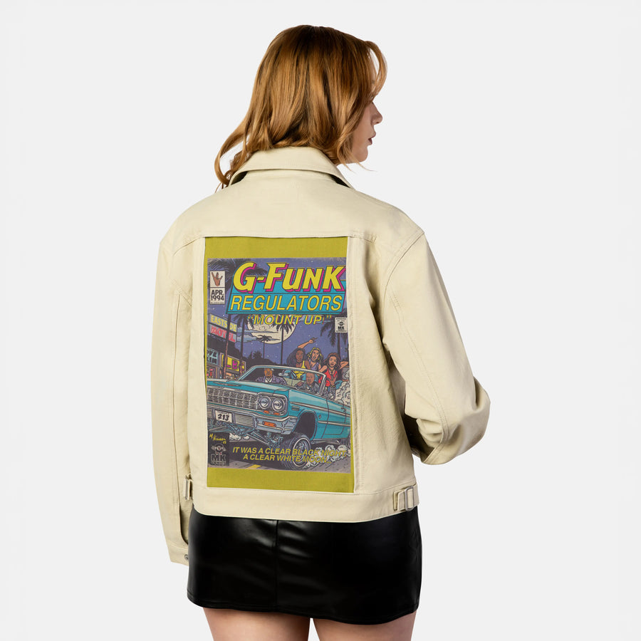 regulate patch on female atelier canvas jacket in tan