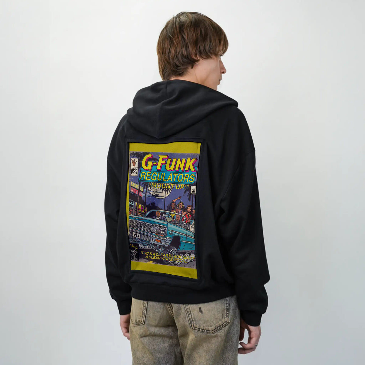 regulate patch on male essential zip hoodie in after hours