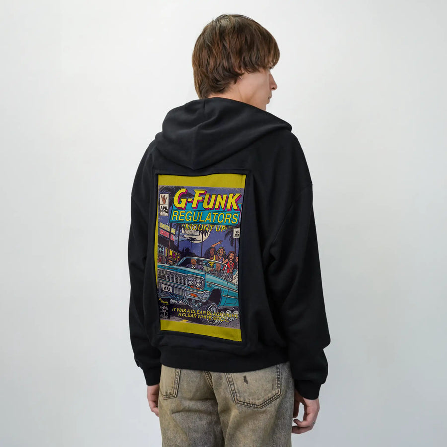 regulate patch on male essential zip hoodie in after hours