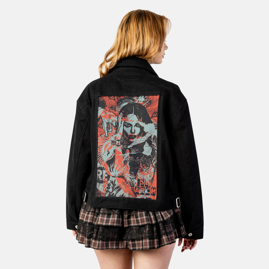 research patch on female atelier canvas jacket in nightfall