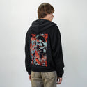 research patch on male essential zip hoodie in after hours