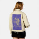 restaurant patch on female atelier canvas jacket in tan
