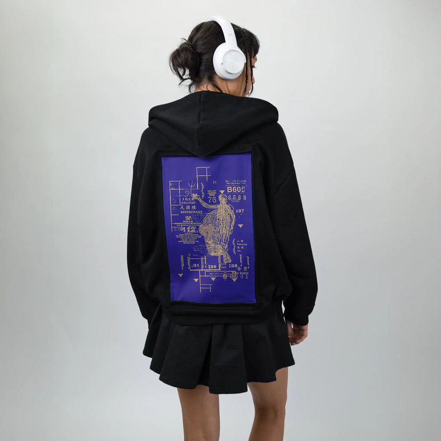 restaurant patch on female essential zip hoodie in after hours