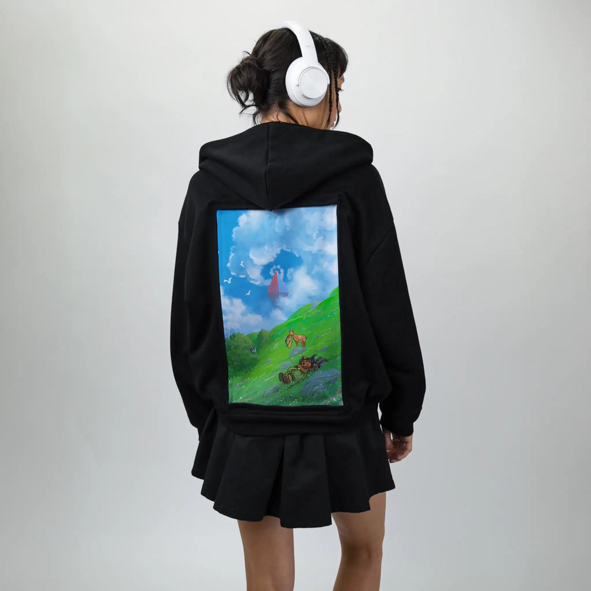 restingonthehill patch on female essential zip hoodie in after hours