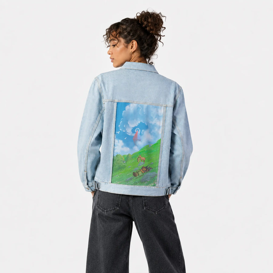 restingonthehill patch on female og denim jacket in oceanside