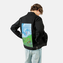 restingonthehill patch on male og denim jacket in raven