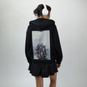 retrocactus patch on female essential zip hoodie in after hours
