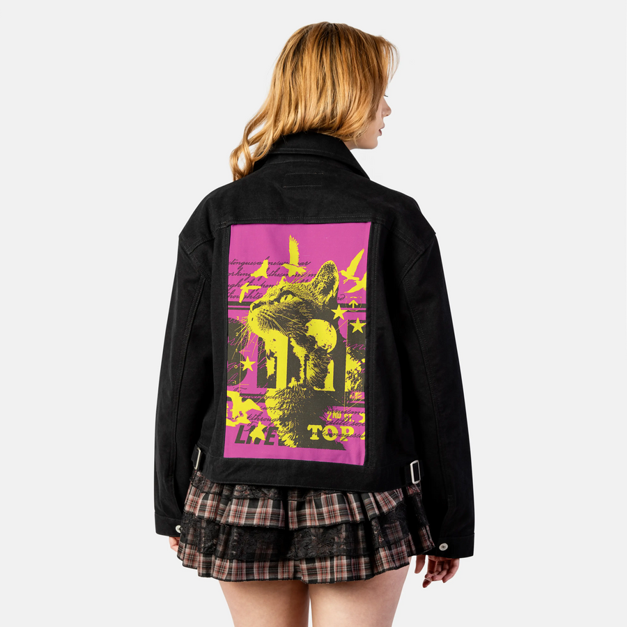 retrocat patch on female atelier canvas jacket in nightfall