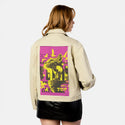 retrocat patch on female atelier canvas jacket in tan