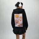 retrosunshine patch on female essential zip hoodie in after hours