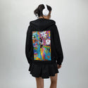 reveenatinydesk patch on female essential zip hoodie in after hours