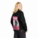 reverie patch on female og denim jacket in raven