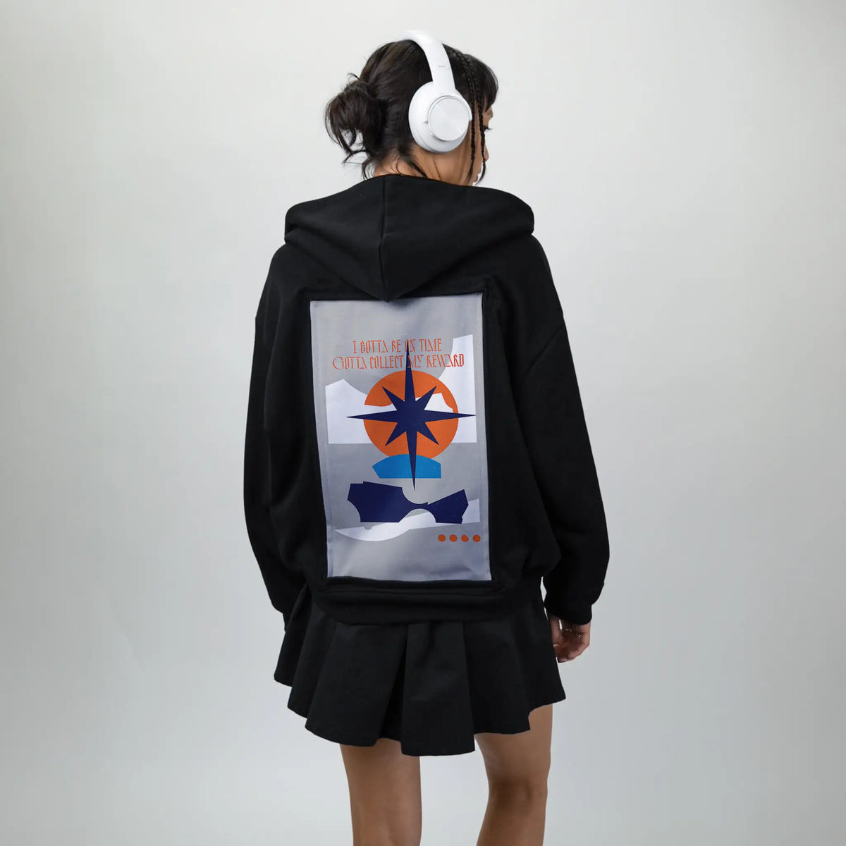 reward patch on female essential zip hoodie in after hours