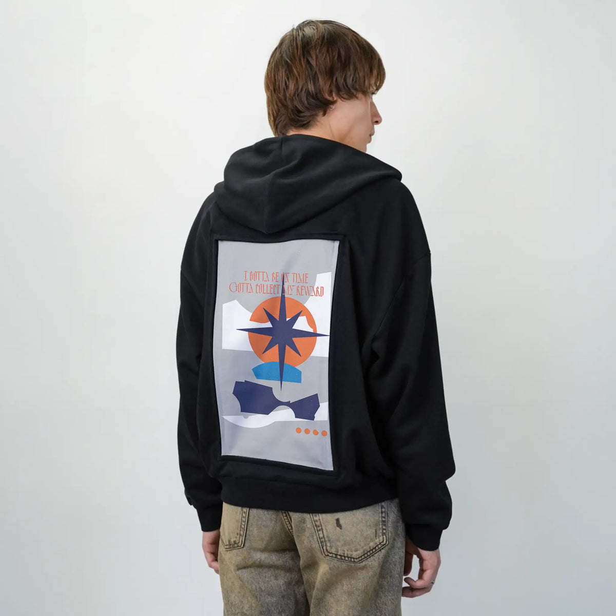 reward patch on male essential zip hoodie in after hours