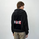 riot patch on male essential zip hoodie in after hours