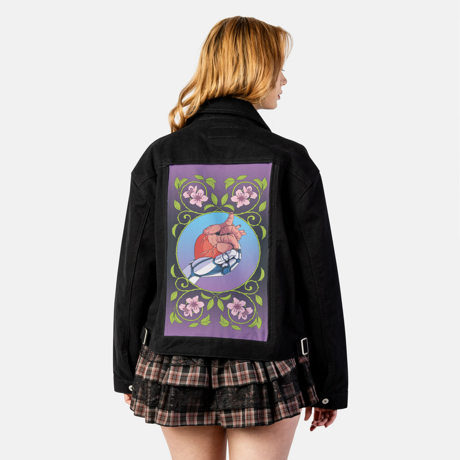 robotheart patch on female atelier canvas jacket in nightfall