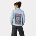 robotheart patch on female og denim jacket in oceanside