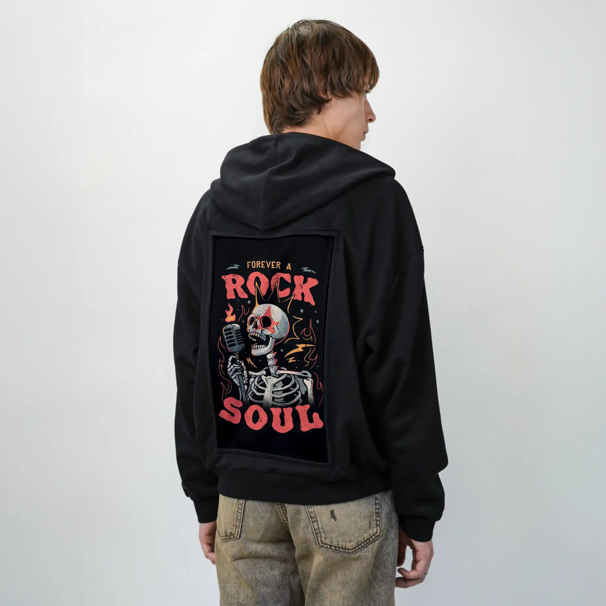 rocksoul patch on male essential zip hoodie in after hours
