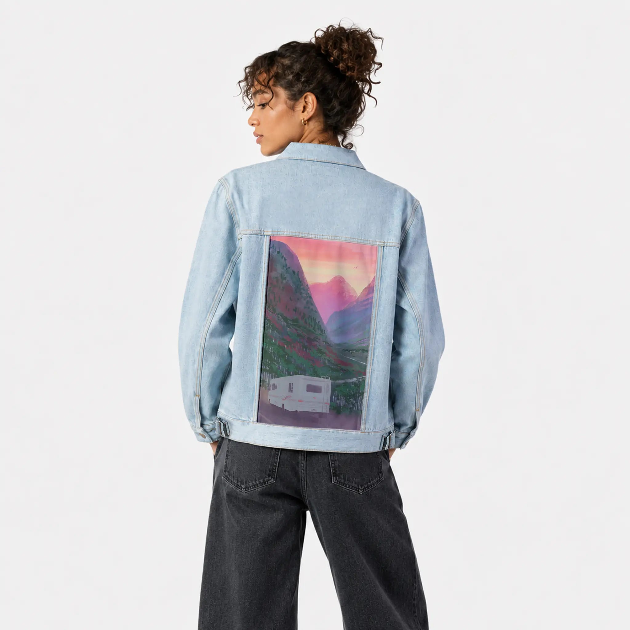 rvlife patch on female og denim jacket in oceanside
