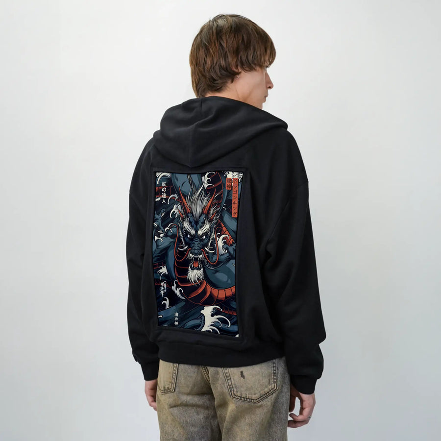 ryujin patch on male essential zip hoodie in after hours