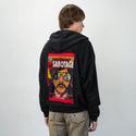 sabotage patch on male essential zip hoodie in after hours