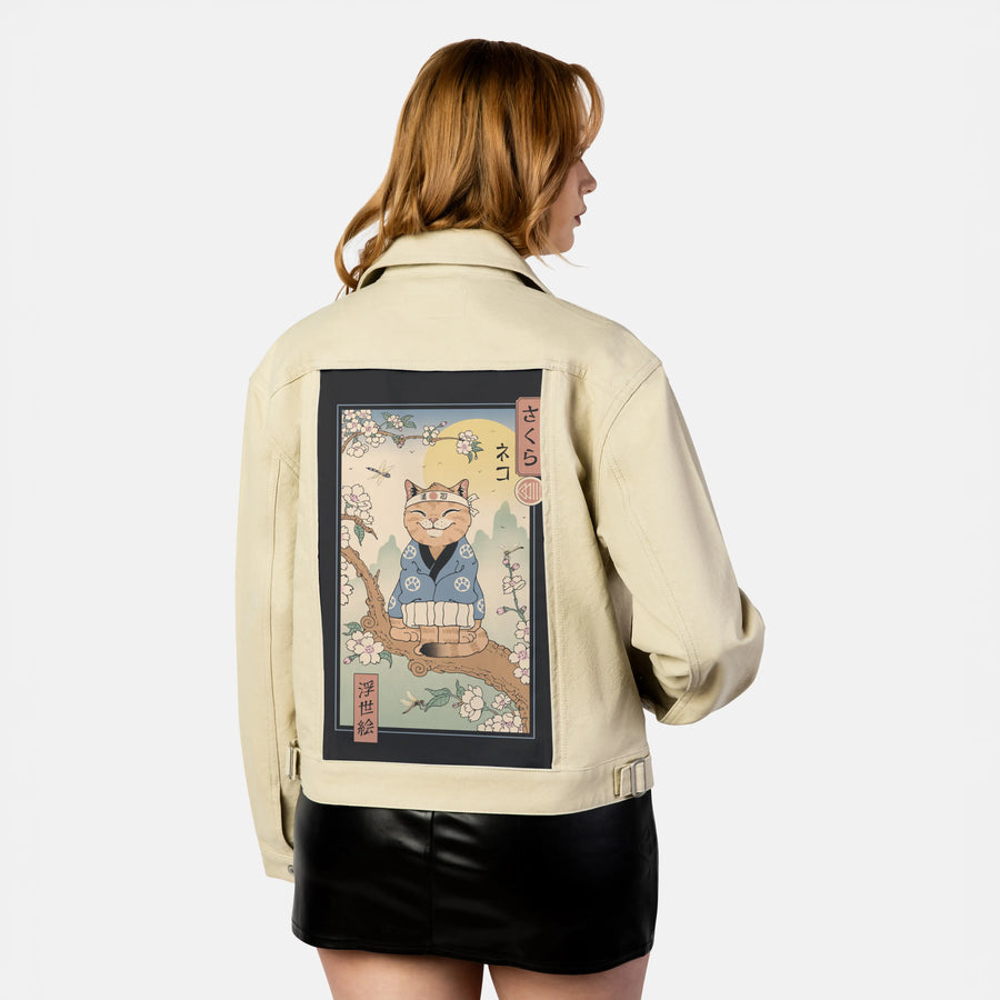 sakurabranch patch on female atelier canvas jacket in tan