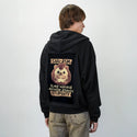 sarcastichedgehog patch on male essential zip hoodie in after hours
