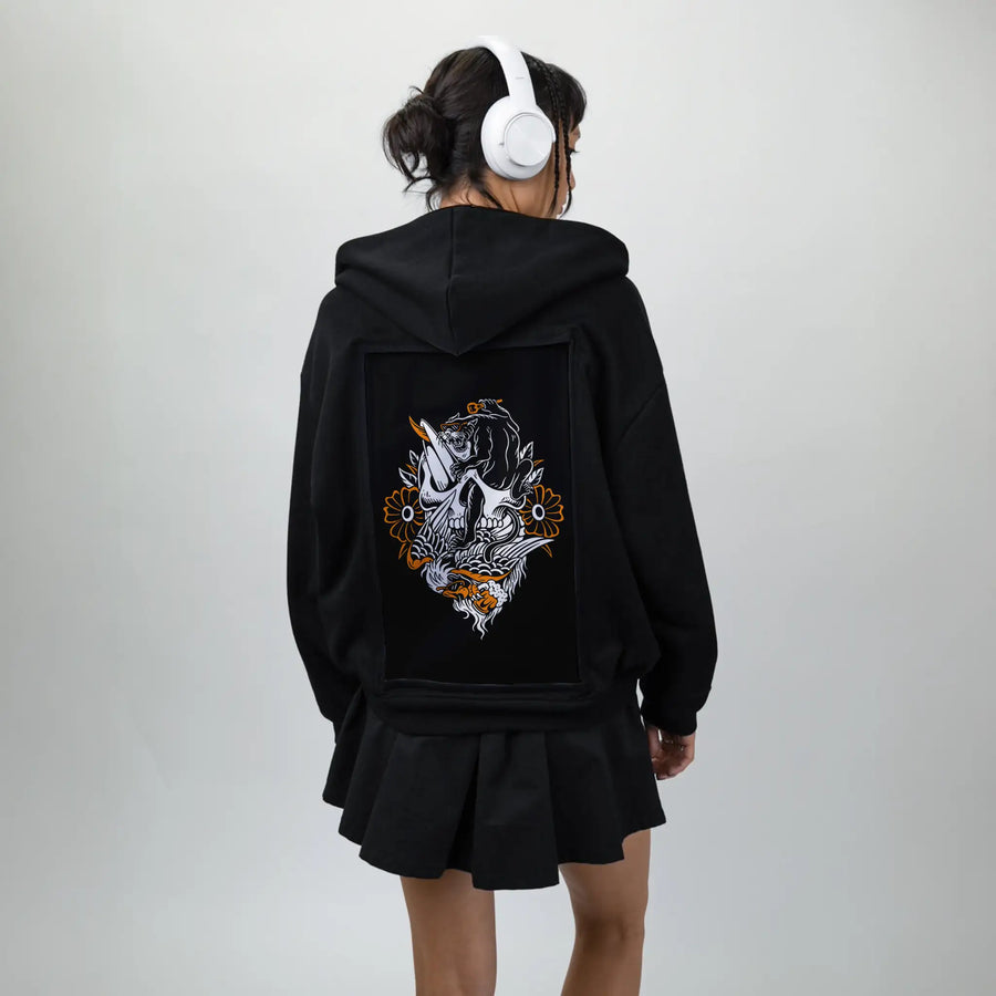 savage patch on female essential zip hoodie in after hours