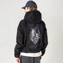 savage patch on male retro cord hoodie in onyx