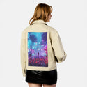saviour patch on female atelier canvas jacket in tan