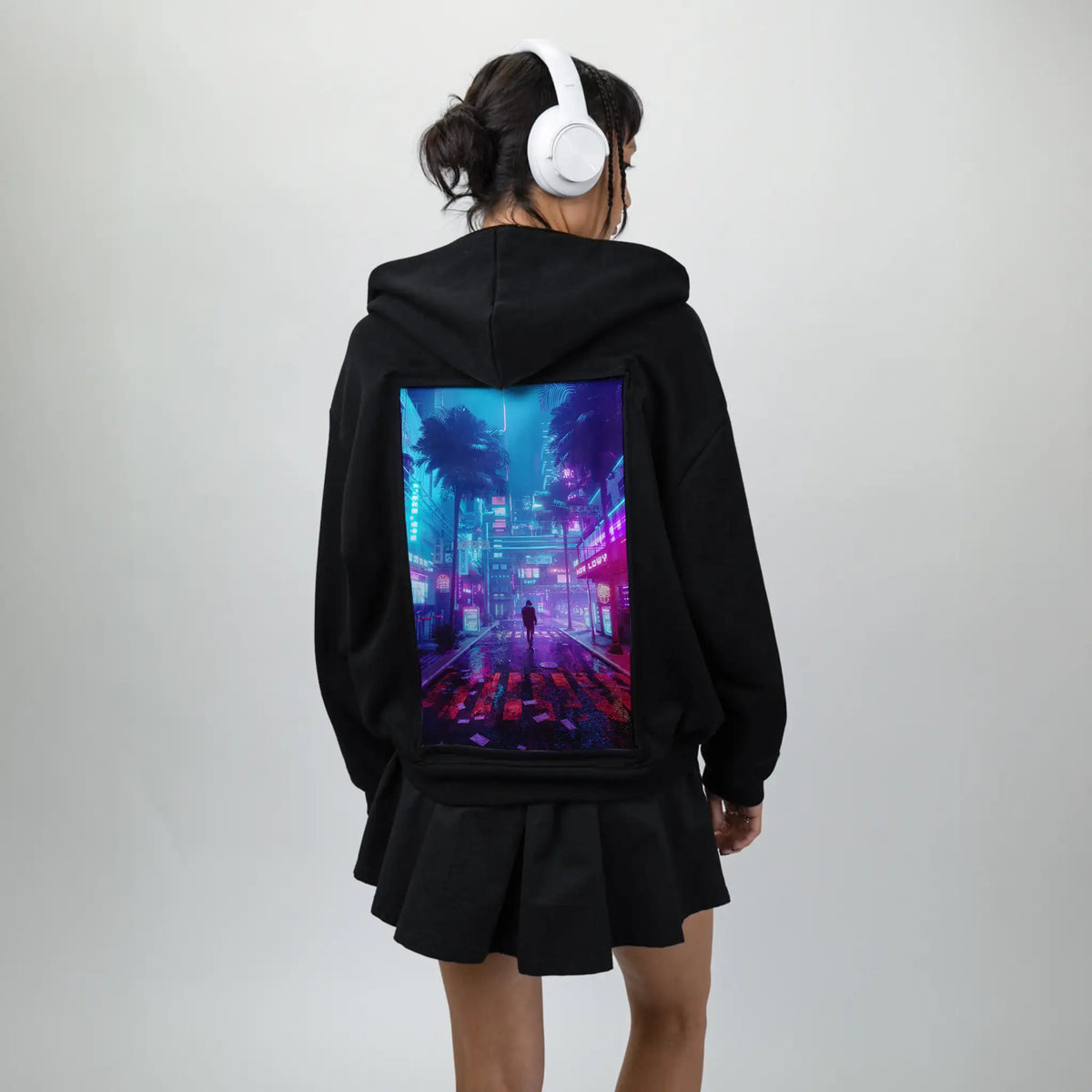 saviour patch on female essential zip hoodie in after hours